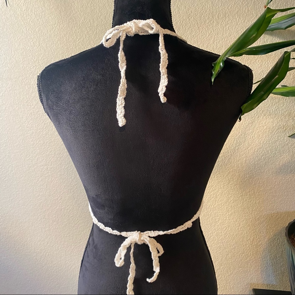 NEW White Crochet Tie Halter Top NWOT - Picture 3 of 7